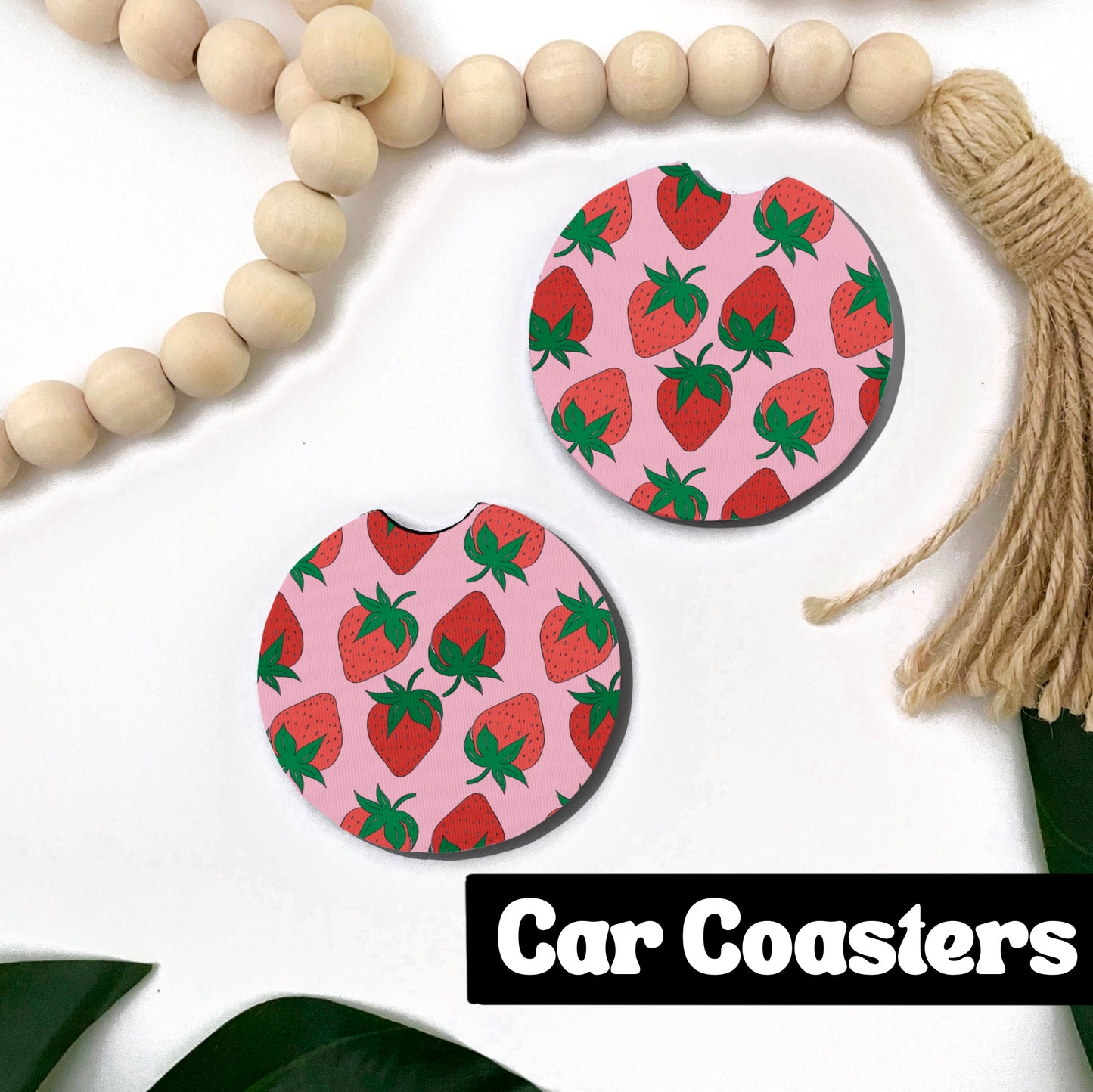 Strawberry Car Coasters