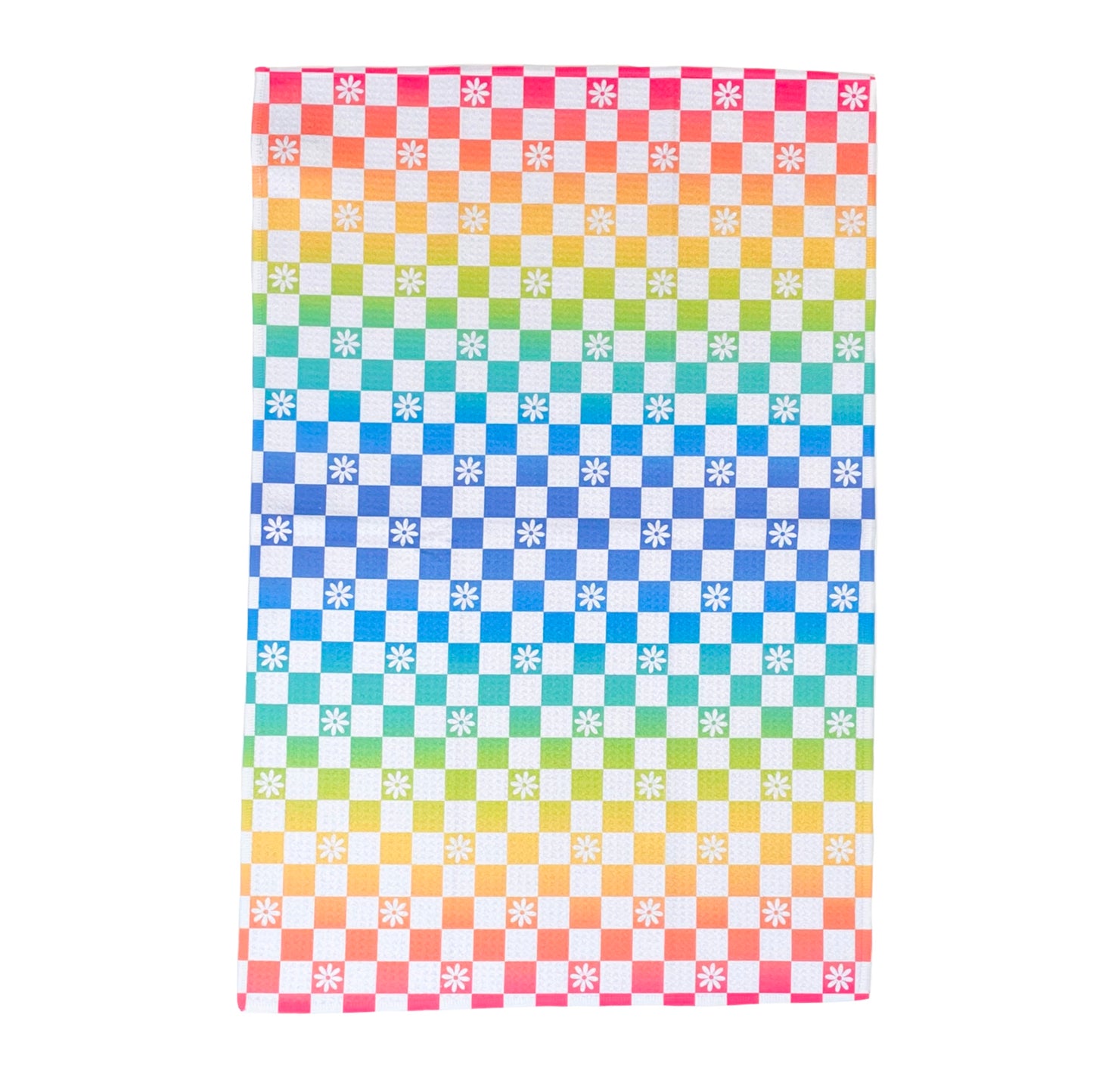 Rainbow Checkered Retro Waffle Kitchen Dish Towel