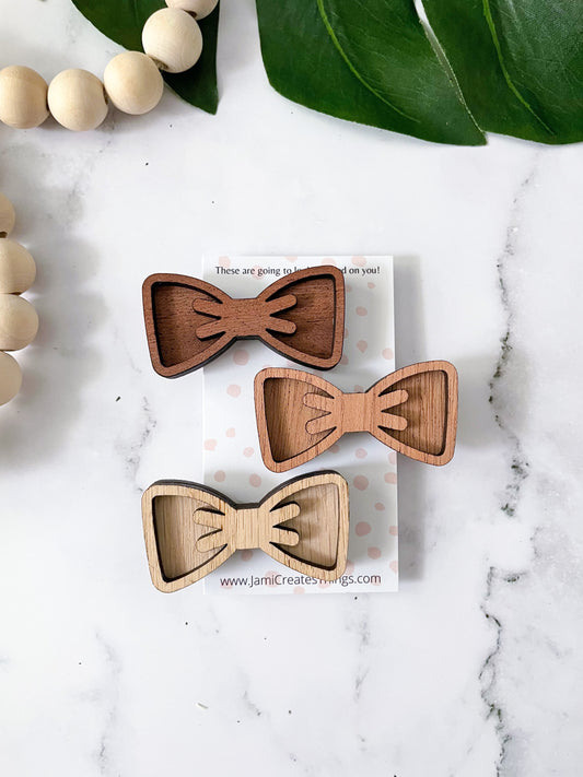 Wooden Boho Hair Bows, Set of 3