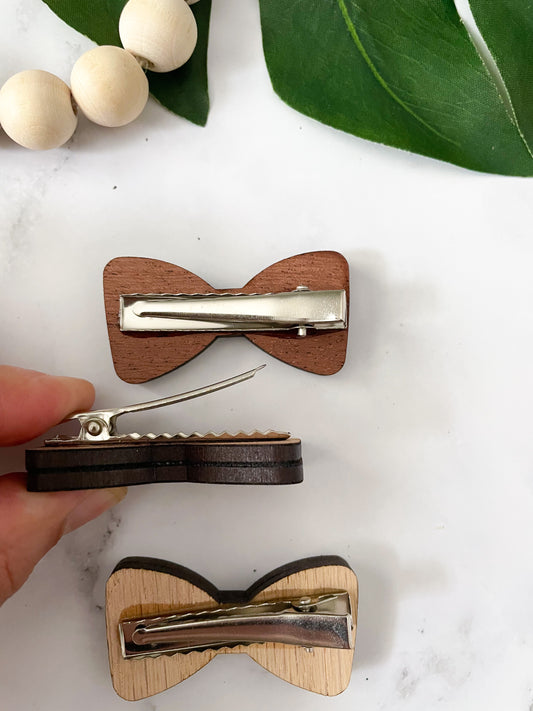 Wooden Boho Hair Bows, Set of 3