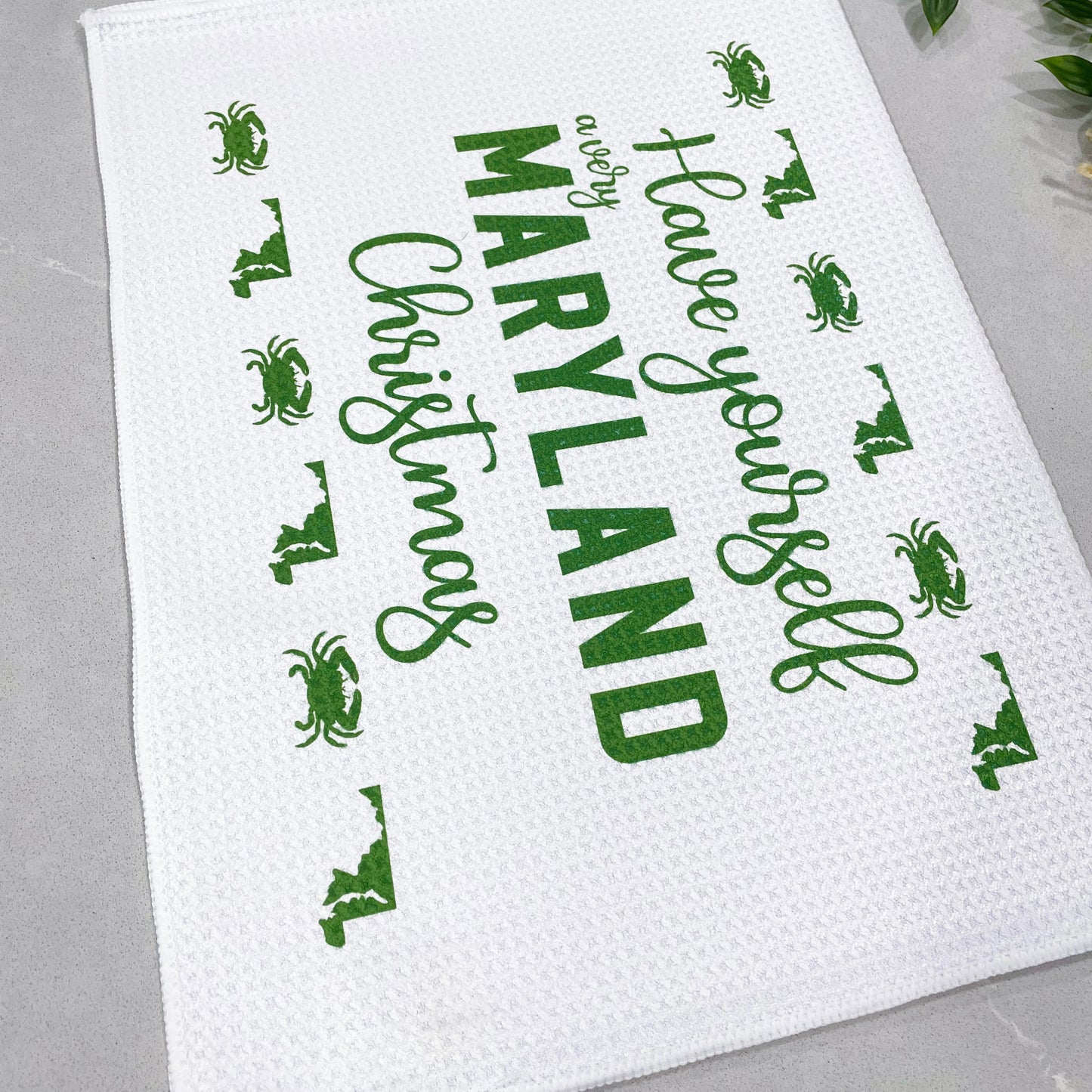 Have Yourself a Very MD Christmas Waffle Towel (GREEN)