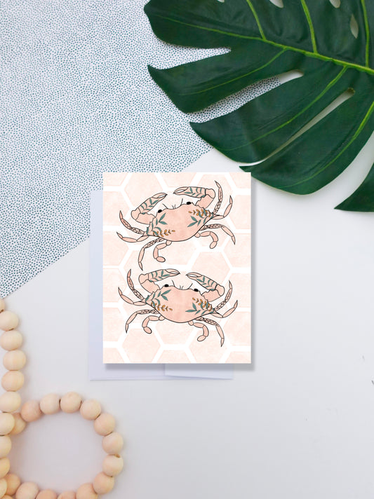 Floral Crab Greeting Card