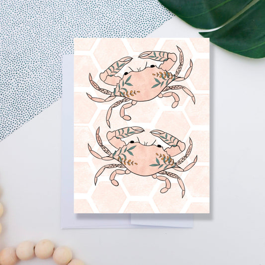 Floral Crab Greeting Card